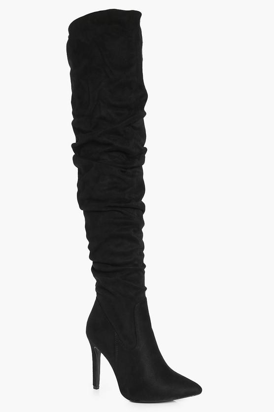 Sophie Ruched Suedette Over The Knee Boot